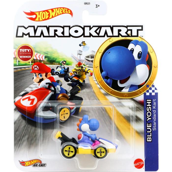 Hot Wheels Blue Yoshi - Mario Kart - Standard Kart - Hot Wheels