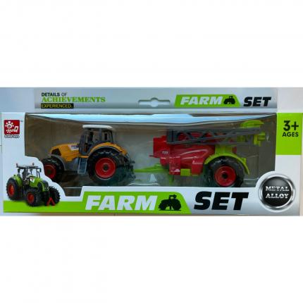  Traktor med jordbruksmaskin 22 cm - Gul