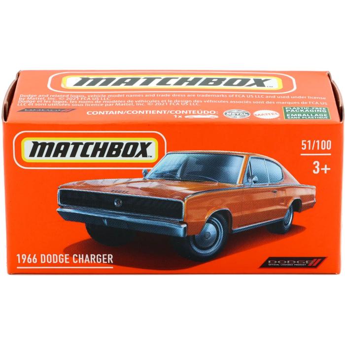 Matchbox 1966 Dodge Charger - Orange - Power Grab - Matchbox