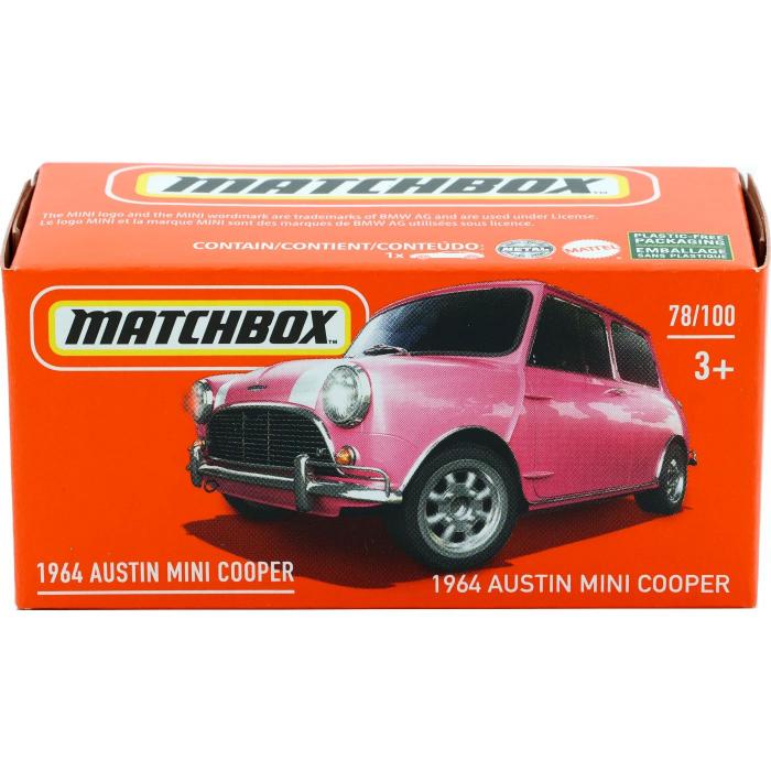 Matchbox 1964 Austin Mini Cooper - Rosa - Power Grab - Matchbox