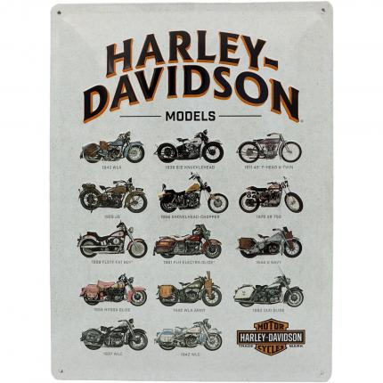 Nostalgic-Art Harley-Davidson - Models - 14 cyklar - Plåtskylt - 30x40 cm