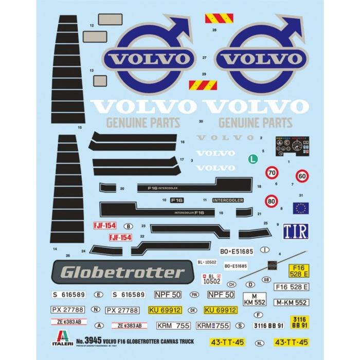 Italeri Volvo F16 Globetrotter Canvas - 3945 - Italeri - 1:24