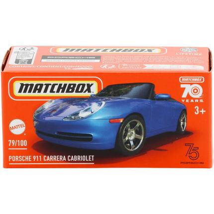 Matchbox Porsche 911 Carrera Cabriolet - Blå - Power Grab - Matchbox