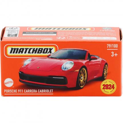 Matchbox Porsche 911 Carrera Cabriolet - Röd - Power Grab - Matchbox