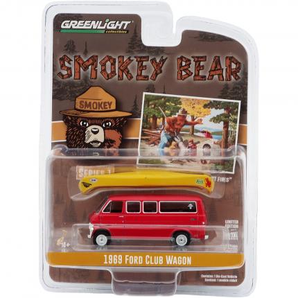 GreenLight 1969 Ford Club Wagon - Röd - Smokey Bear - GreenLight - 1:64