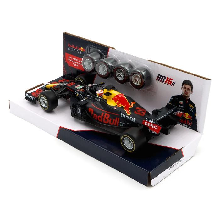 Bburago F1 - Red Bull - RB16B - Set med Dckbyte - Verstappen - 1:24