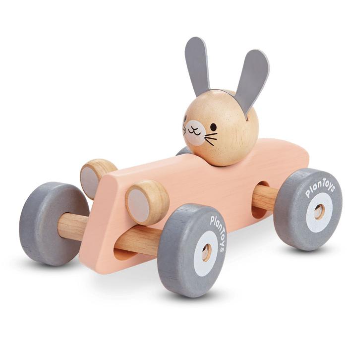 PlanToys Bunny Racing Car - Racerbil med Kanin i Tr - PlanToys