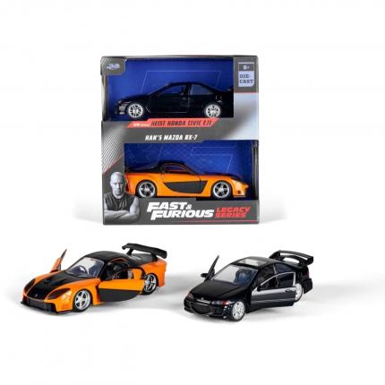 Jada Toys Heist Honda Civic EJ1 + Han's Mazda RX-7 - F&F - Jada Toys