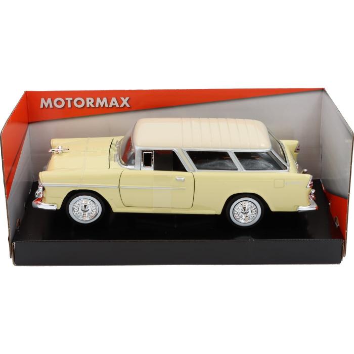 Motormax 1955 Chevy Bel Air Nomad - Gul och Beige - Motormax - 1:24
