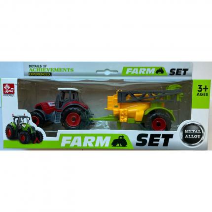  Traktor med jordbruksmaskin 22 cm - Röd