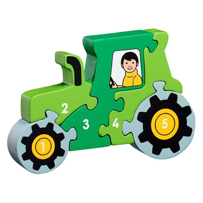 Lanka Kade Grön traktor - träpussel 5 bitar - Lanka Kade
