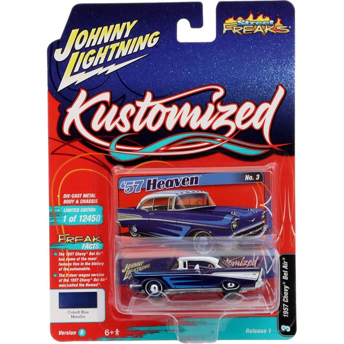 Johnny Lightning 1957 Chevy Bel Air - Bl - Kustomized - J Lightning - 1:64