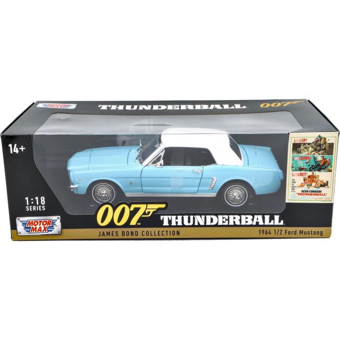 Motormax 1964 1/2 Ford Mustang - Bl - Thunderball - Bond - MM - 1:18