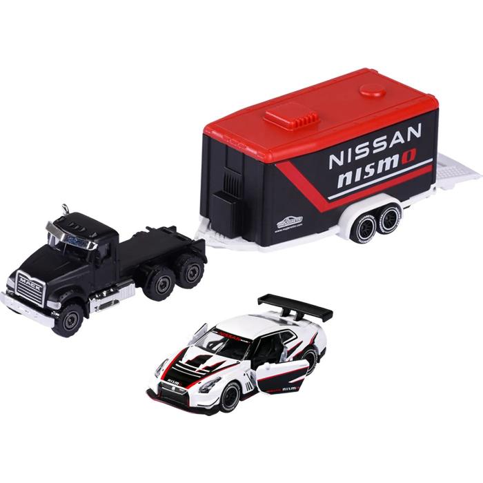 Majorette Mack Granite + Nissan GTR Nismo GT3 - Race Trailer Majorette