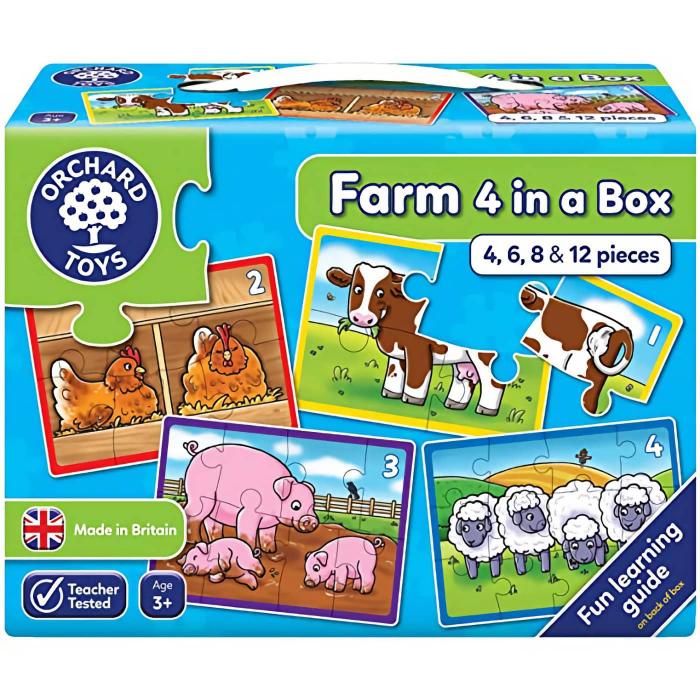 Orchard Toys Farm 4 in a box - pussel med djur