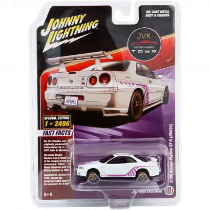 Johnny Lightning 2000 Nissan Skyline GT-R (BNR34) Vit Johnny Lightning - 1:64