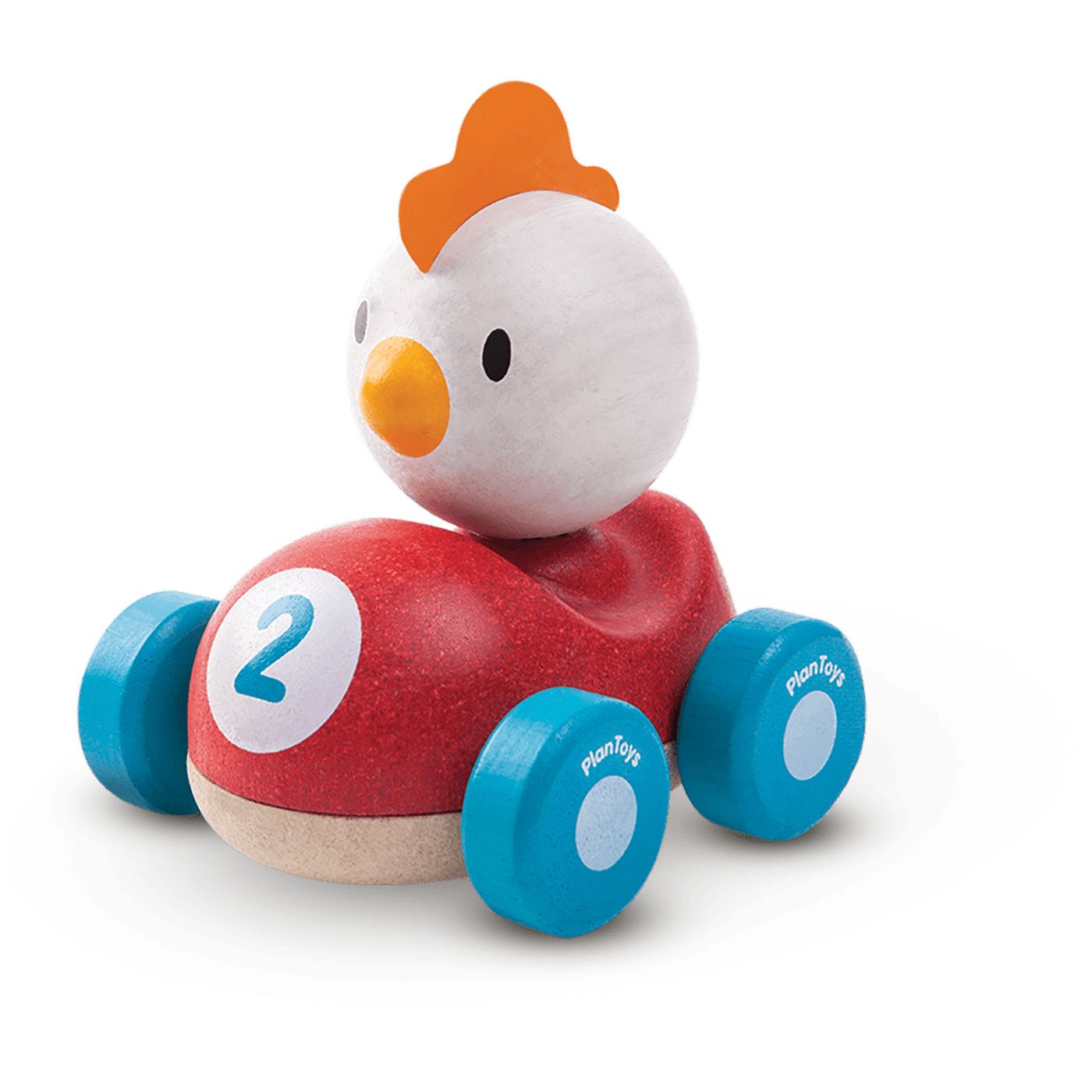 Läs mer om PlanToys Chicken Racer - kyckling i racerbil