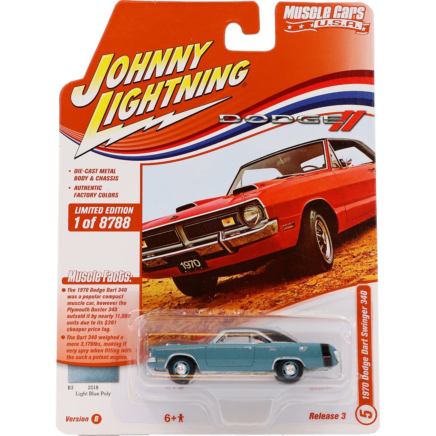 Läs mer om 1970 Dodge Dart Swinger 340 - Johnny Lightning - 1:64