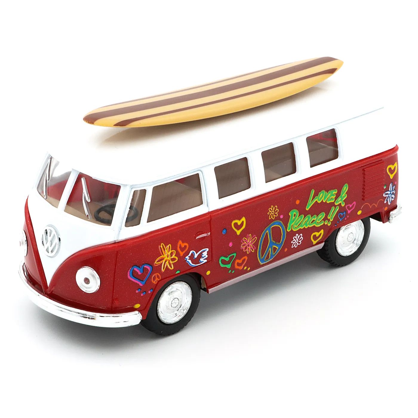Läs mer om 1962 Volkswagen Classical Bus - Surf - Kinsmart - 1:32 - Röd