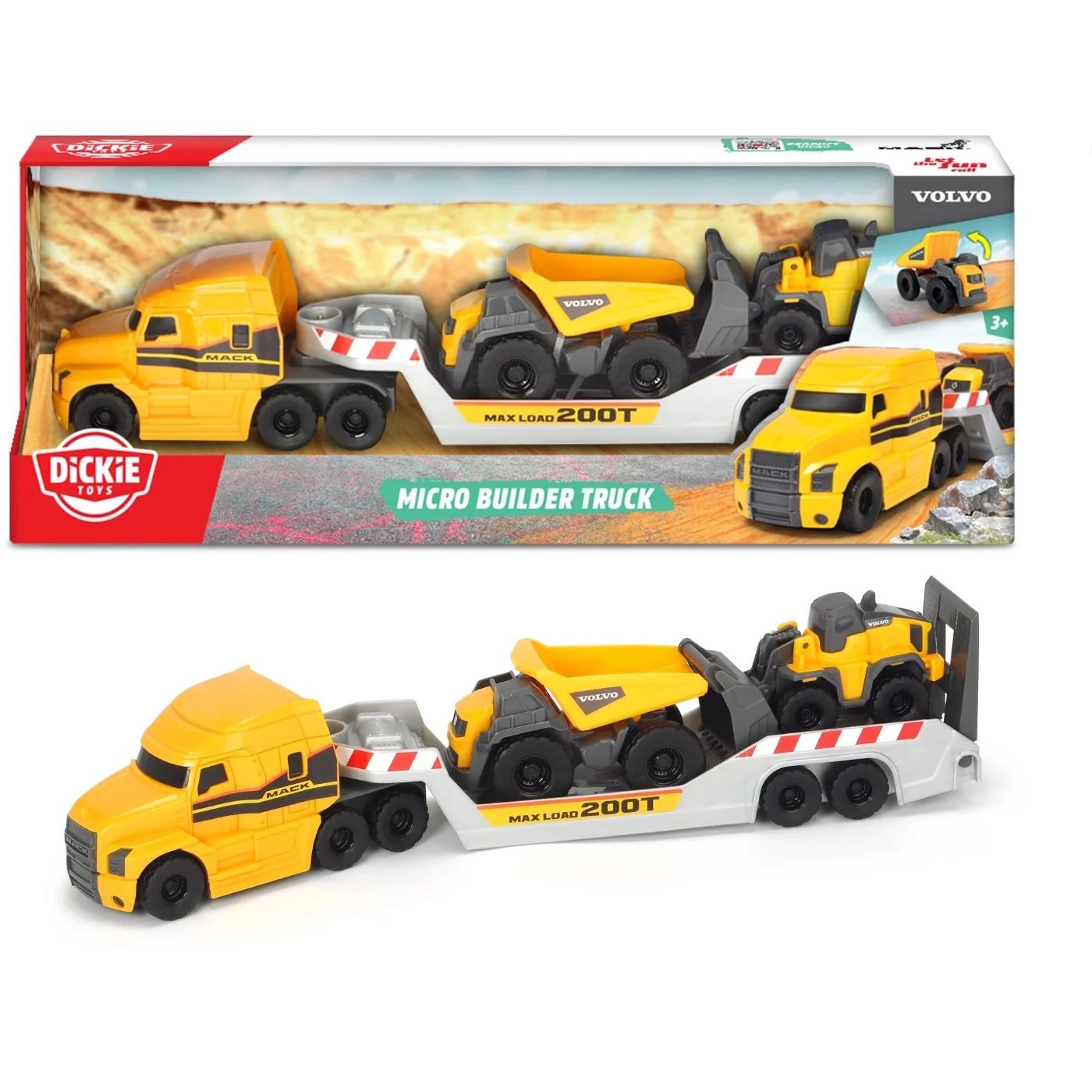 Mack Truck + Volvo Dumper och Hjullastare - Dickie Toys