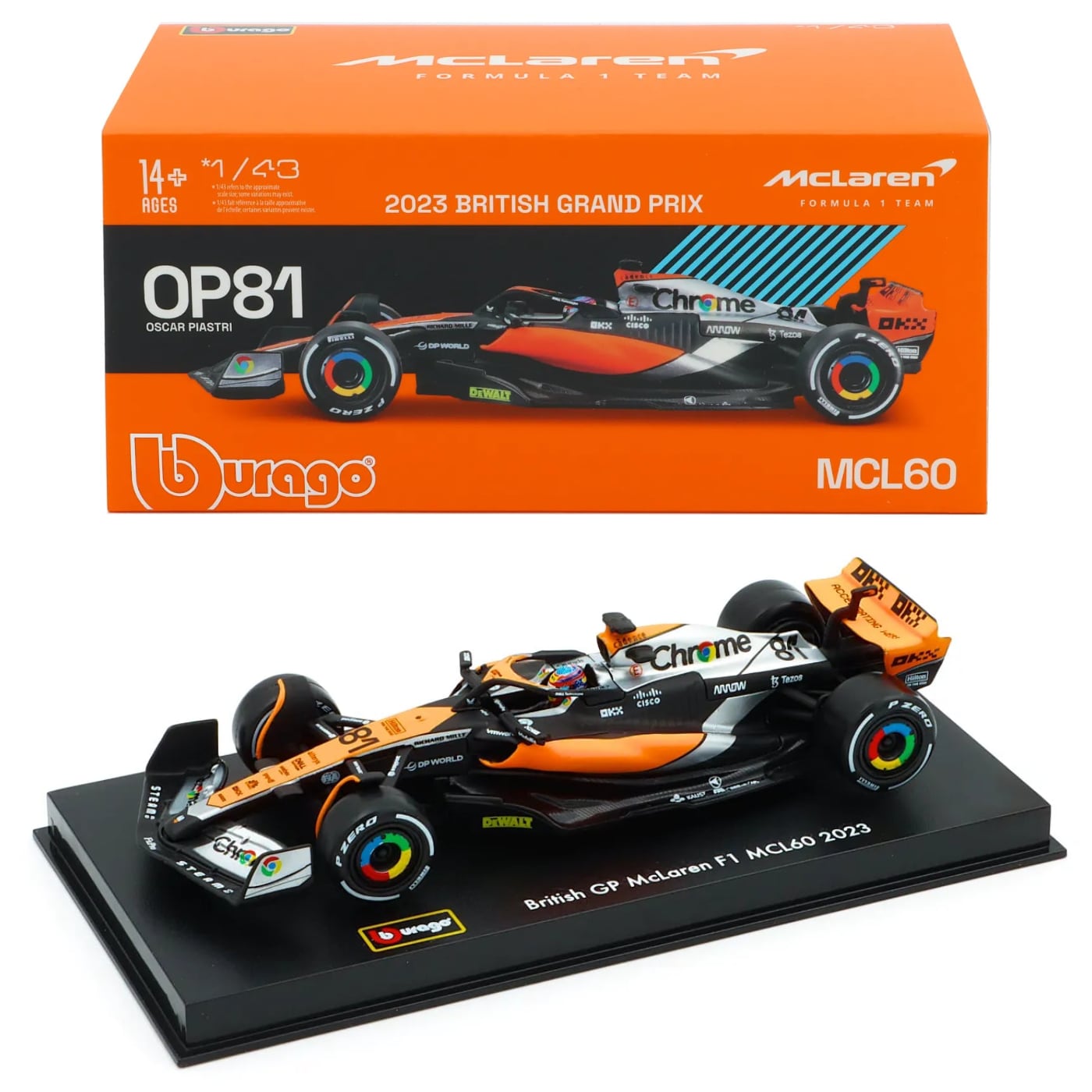 Läs mer om McLaren MCL60 - British GP - Oscar Piastri - Bburago - 1:43